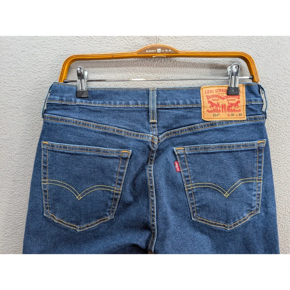 Levi's 514 Straight Fit Denim Jeans Men's 30x30 Dark Wash‎ Blue Stretch Casual